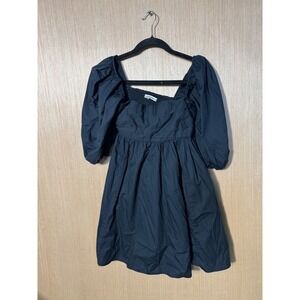 Abercrombie & Fitch Emerson Black Puff Sleeve Square Neck Smocked Mini Dress XS